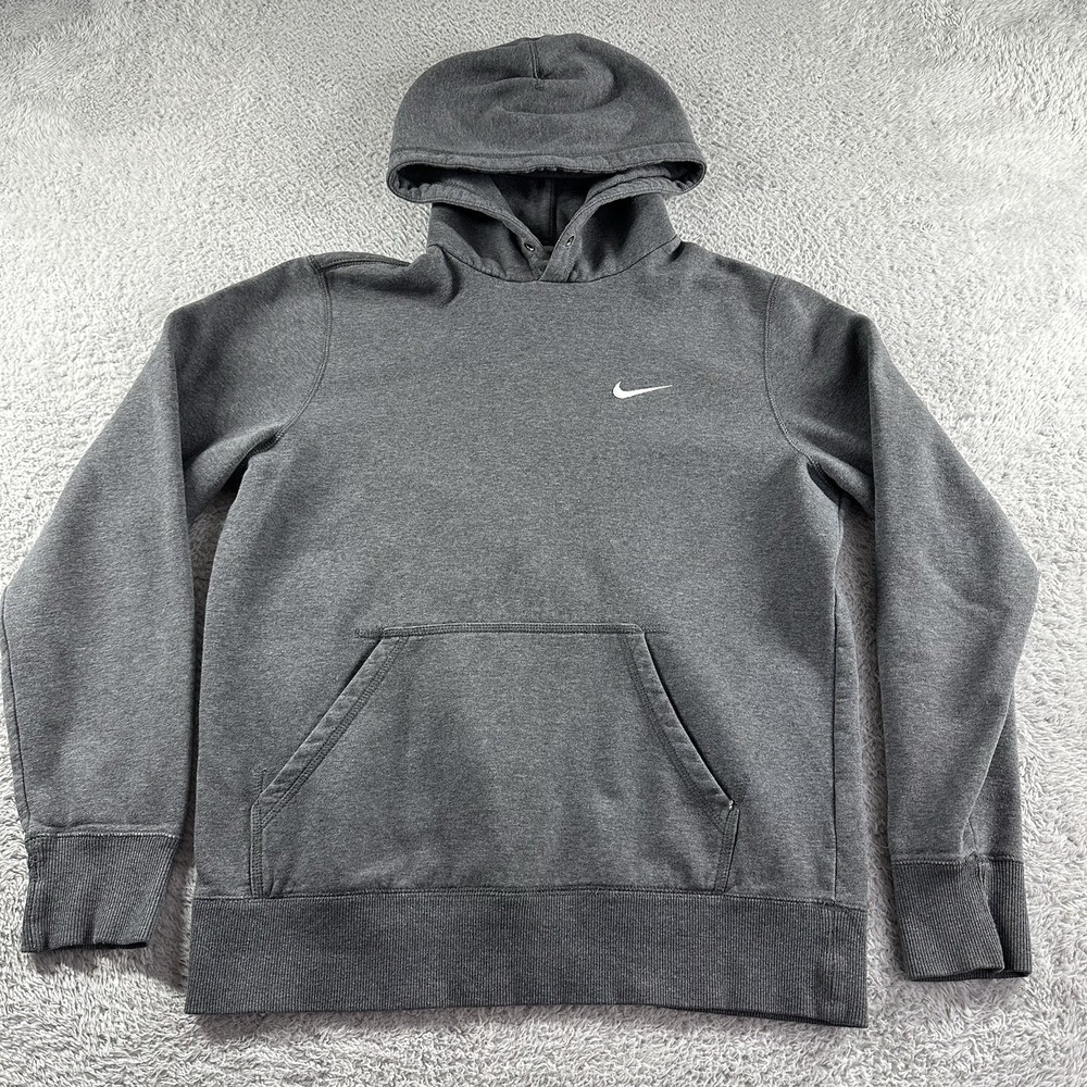 Nike Hoodie Mens Medium Charcoal Gray Essenital Basic Minimal‎ Pullover Sweater